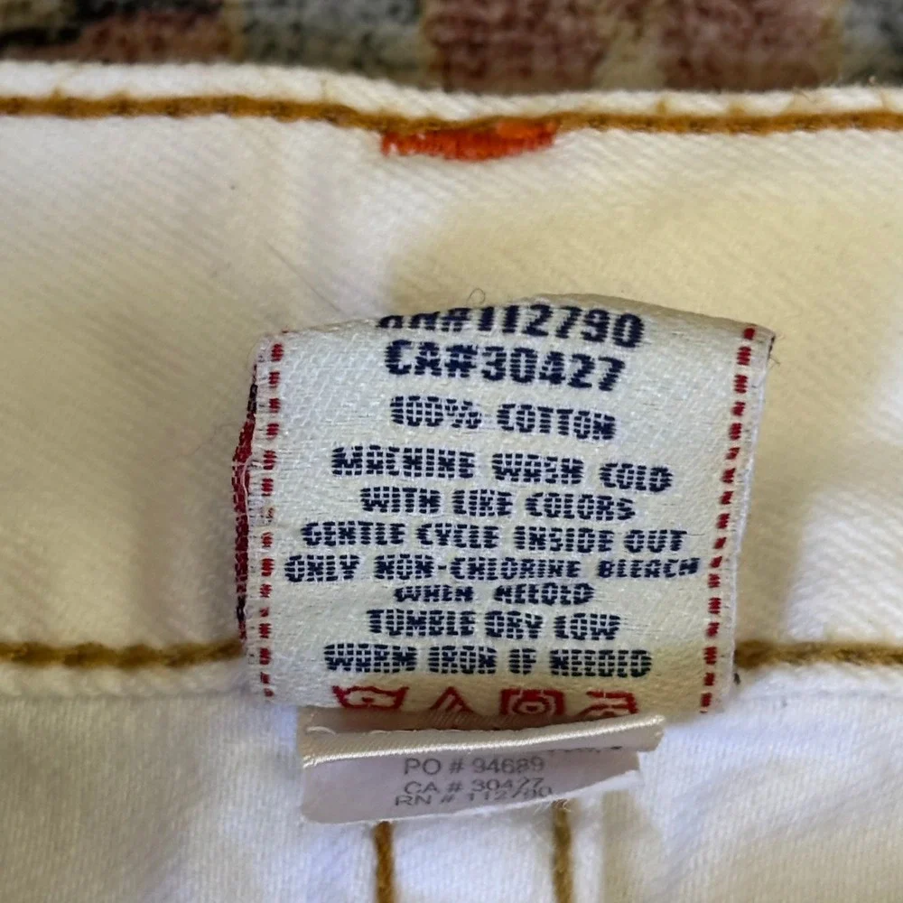 Vintage True Religion Mens White Denim Jeans Horseshoe Stitching Y2 Made in USA